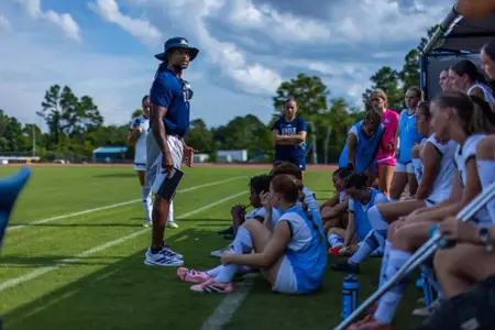 Georgia Southern assistant coach Avram Allen during the NCAA women’s soccer match between Georgia Southern and Wofford at Bo Pitts Field on August 5, 2026 in Statesboro, Georgia. (Photograph by AJ Henderson / Georgia Southern Athletics)
