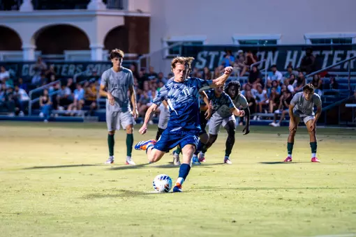 Harry Dale taking a penalty kick against Stetson