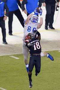 Garrett Griffin catches a touchdown pass during the second quarter.