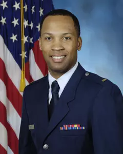 Air Force women's basketball military assistant 1st. Lt. Derek Brooks.