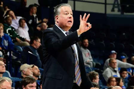 Falcons head coach Dave Pilipovich motions in the second half against the Fresno State Bulldogs at Clune Arena. The Falcons won 81-72. Credit: Isaiah J. Downing-USA TODAY Sport