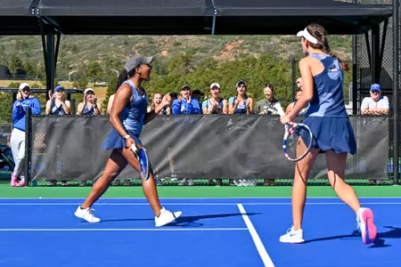 AIR FORCE ACADEMY, CO - Sep 16: Air Force Women's Tennis compete in the ITA Bedford Cup at the Air Force Academy, CO. Sep 16, 2022 (Photo by Gary Devore/Cadet Media)