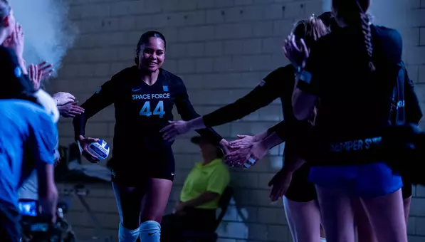 Grace Fiaseu is introduced during starting lineups before the Falcons' match against Wyoming