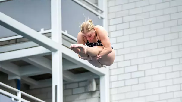 Helena Gibson completes a dive during the Front Range Invitational