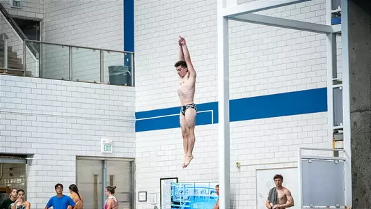 Brady Nichol prepares for a dive at the Front Range Invite