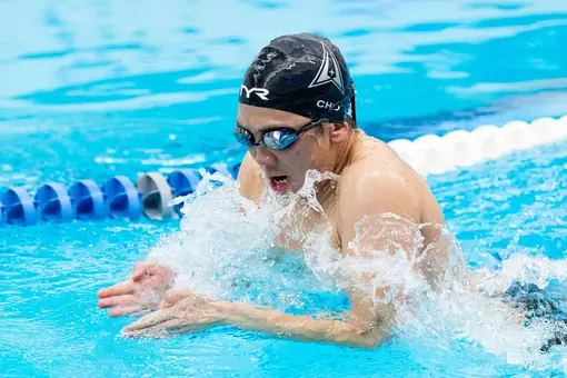 Brandon Cho swims breaststroke