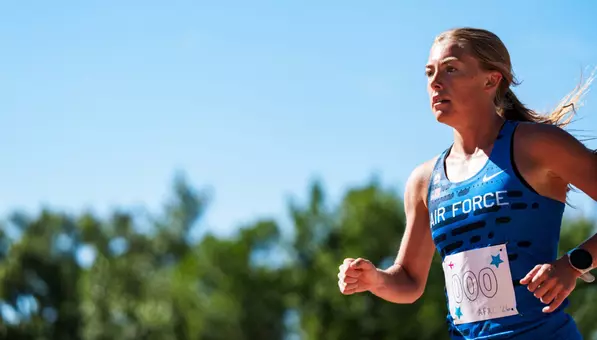 Ella Johnson won the women's three-mile race at the Air Force Classic.
