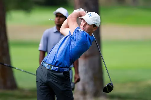 Senior Ted Davenport tees off at the Gene Miranda Falcon Invitational