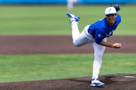Baseball: Aiden Poe throws a pitch at Erdle Field