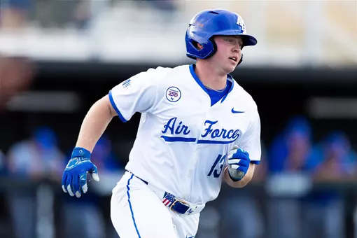 Baseball's Landon Boyd runs to first on a hit