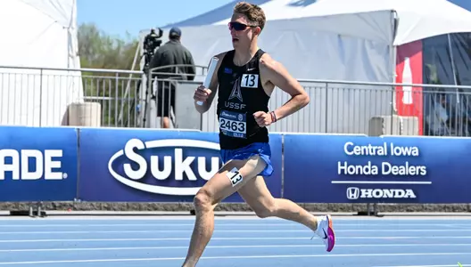 Dominykas Remeikis ran the opening leg of the 4x1600-meter relay that won the 116th Drake Relays in 2026.