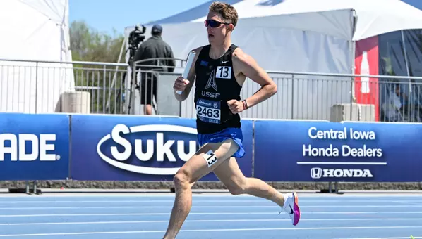 Dominykas Remeikis ran the opening leg of the 4x1600-meter relay that won the 116th Drake Relays in 2026.