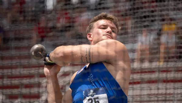 Texas Tanner wins the hammer throw at the NCAA West Prelim to secure his spot in the national final.