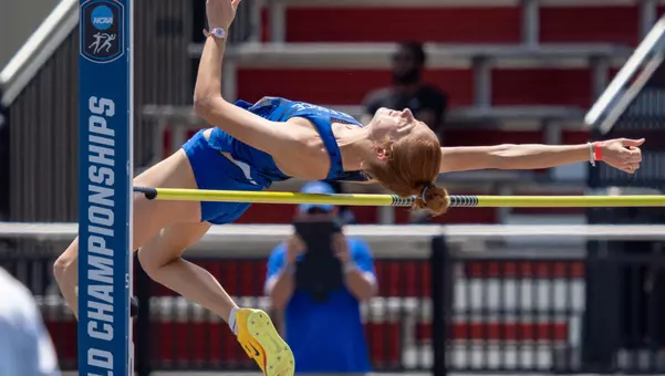 Morgan Glaser tied for 18th in the high jump at the NCAA West Prelim.