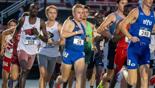 Zach Ayers competes in the opening round of the 5000-meter run at the 2026 NCAA Outdoor Championships.