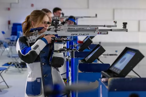 Megan Torrence on the line at the USAFA Rifle Range