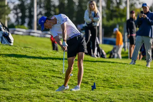 Carson Baker on the tee at the Gene Miranda Falcon Invitational