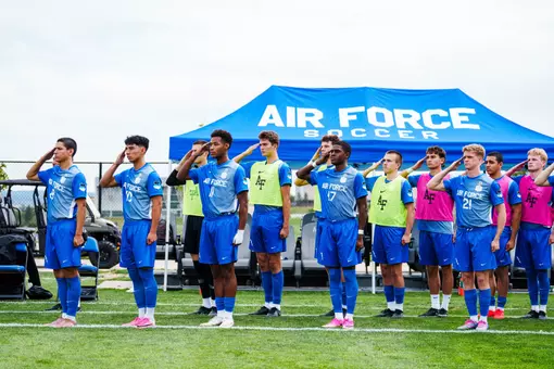 Air Force salutes for the national anthem