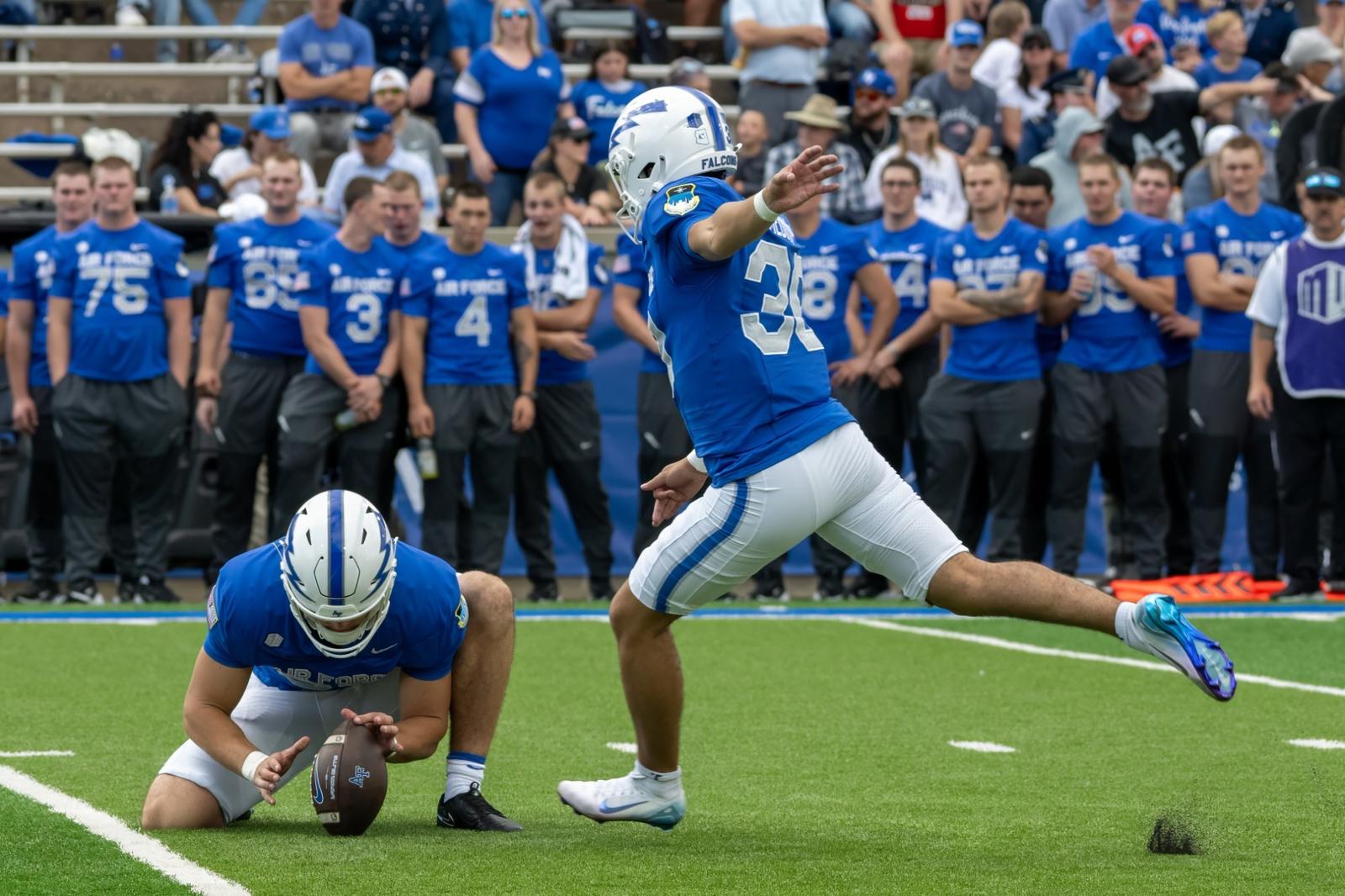 Jacob Medina with an extra point against Bucknell