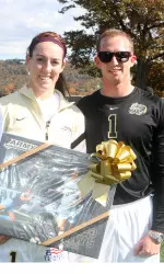 Seniors Melisssa McLaws and head manager Konrad Bunde on Senior Day