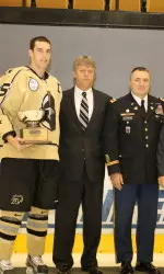 From left, Cheyne Rocha, Brian Riley and Col. Ed Naessens