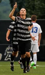 Parker Dixon celebrates his first career goal