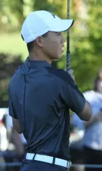 Eric Peng chipped in for birdie at the 13th hole to secure a point for Army