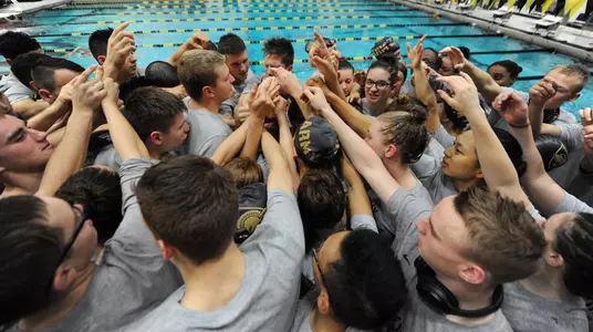 Swim team huddle 2016