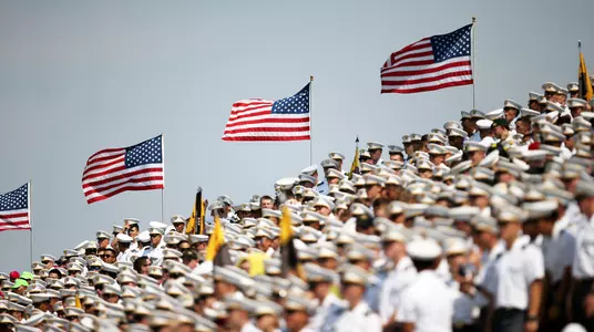 Football crowds and flag
