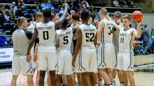 Men's basketball huddle