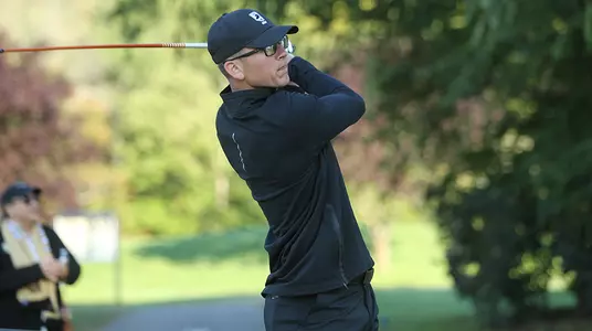 Matt Plunket tees off during the Army-Navy Star Match on Sept. 29, 2018