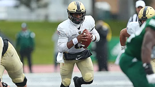 Kelvin Hopkins Jr. looks for an open receiver in Army's victory over Eastern Michigan