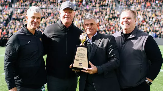 LTG (Ret) Caslen receives the Gerald R. Ford Legends Award at Army's game vs. Air Force
