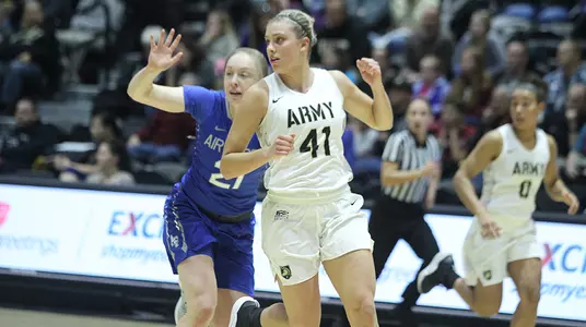 Madison Hovren runs the floor for women's basketball in a 71-60 loss against Air Force.