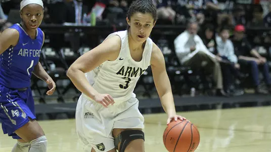 Senior Jess Lewis attacks the paint in a home game against Air Force on Nov. 21, 2018