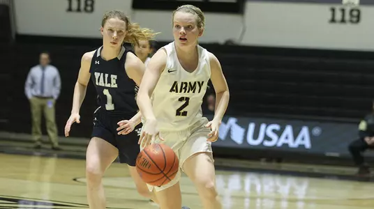 Morgan Yancey dribbles down the court against Yale on Dec. 11 as Army lost to the Bulldogs.