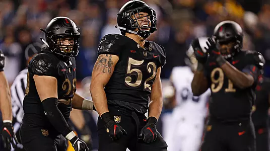 Amadeo West is charged up after he makes a big Army play against rival Navy.