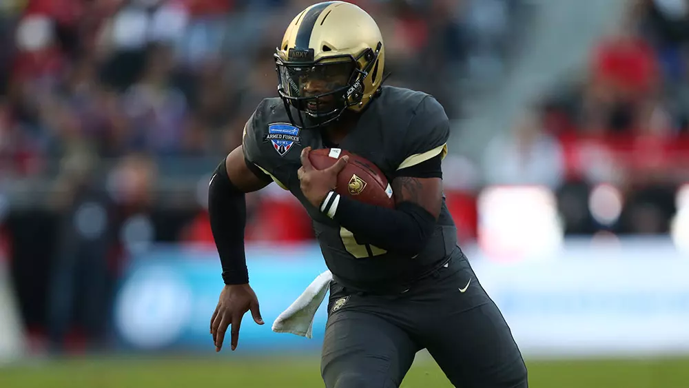 Army quarterback Kelvin Hopkins rushes during the 2018 Armed Forces Bowl and earned MVP honors.