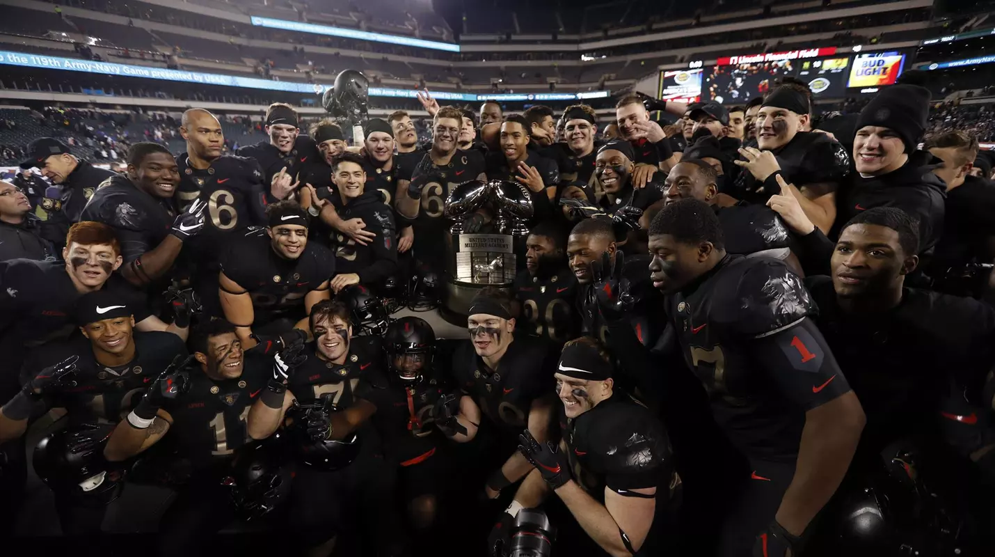 Dec 8, 2018; Philadelphia, PA, USA; after Army beat Navy 17-10 to win the 119th Army-Navy game at Lincoln Financial Field. Mandatory Credit: Danny Wild-USA TODAY Sports