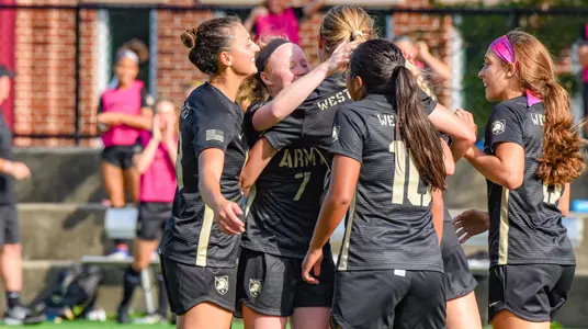 Army celebrates Westman's goal vs. Iona in 87th minute