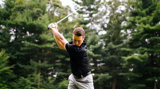 Justin Williamson takes a swing during a round at the West Point Course