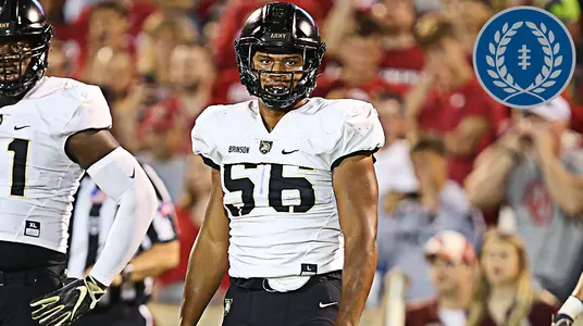 Senior linebacker Kenneth Brandon looks over to the sidelines during Army's game with No. 5 Oklahoma
