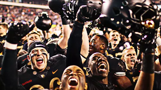 Army football celebrates after winning the Commander In Chief's Trophy