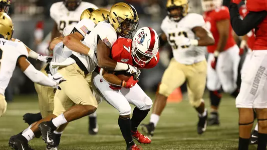 The Army defense makes a stop against Western Kentucky in the 17-8 loss to the Hilltoppers on Oct. 12, 2019.