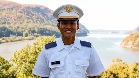 Dragon Theam poses at Trophy Point in 2019.