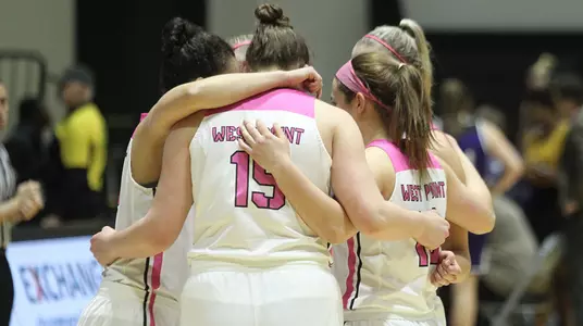 Army huddles during its game against Holy Cross on Feb. 23, 2019.