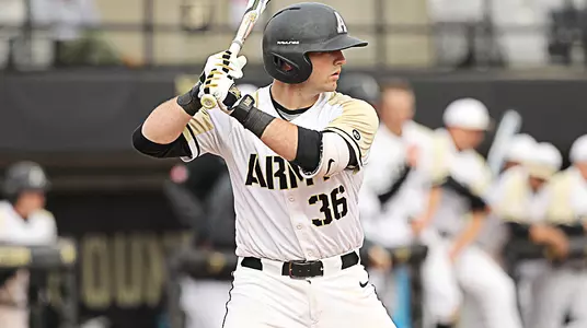 Brendan Siriani takes an at bat against Siena