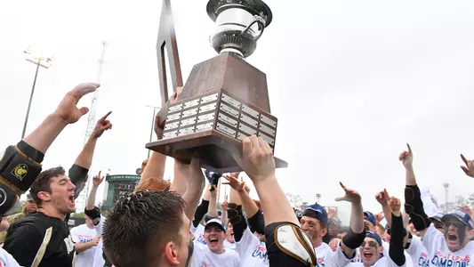 Men's Lacrosse celebrates after claiming the 2019 Patriot League title following a 11-7 victory over Lehigh.