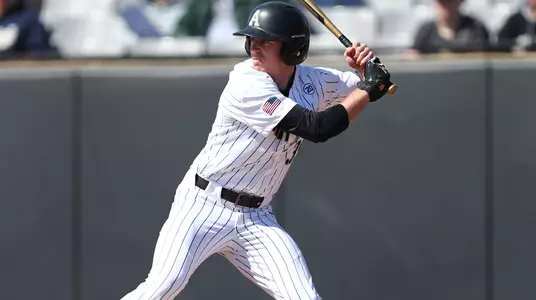 Jacob Hurtubise takes an at bat during Army's baseball game.