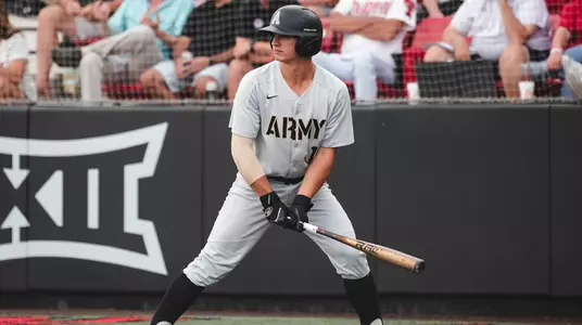 Anthony Giachin takes an at-bat during Army's regional game against Texas Tech.
